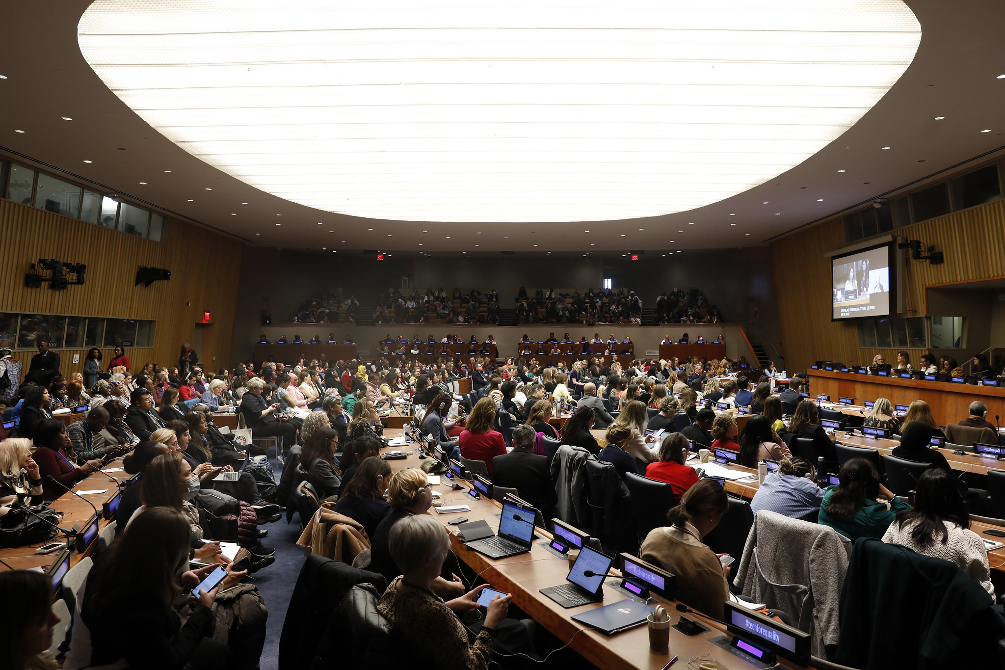 The event &quot;Open, Safe and Equal – Shaping a Feminist Digital Future&quot; filled the room at the UN Secretariat during CSW67. Photo: UN Women / Ryan Brown