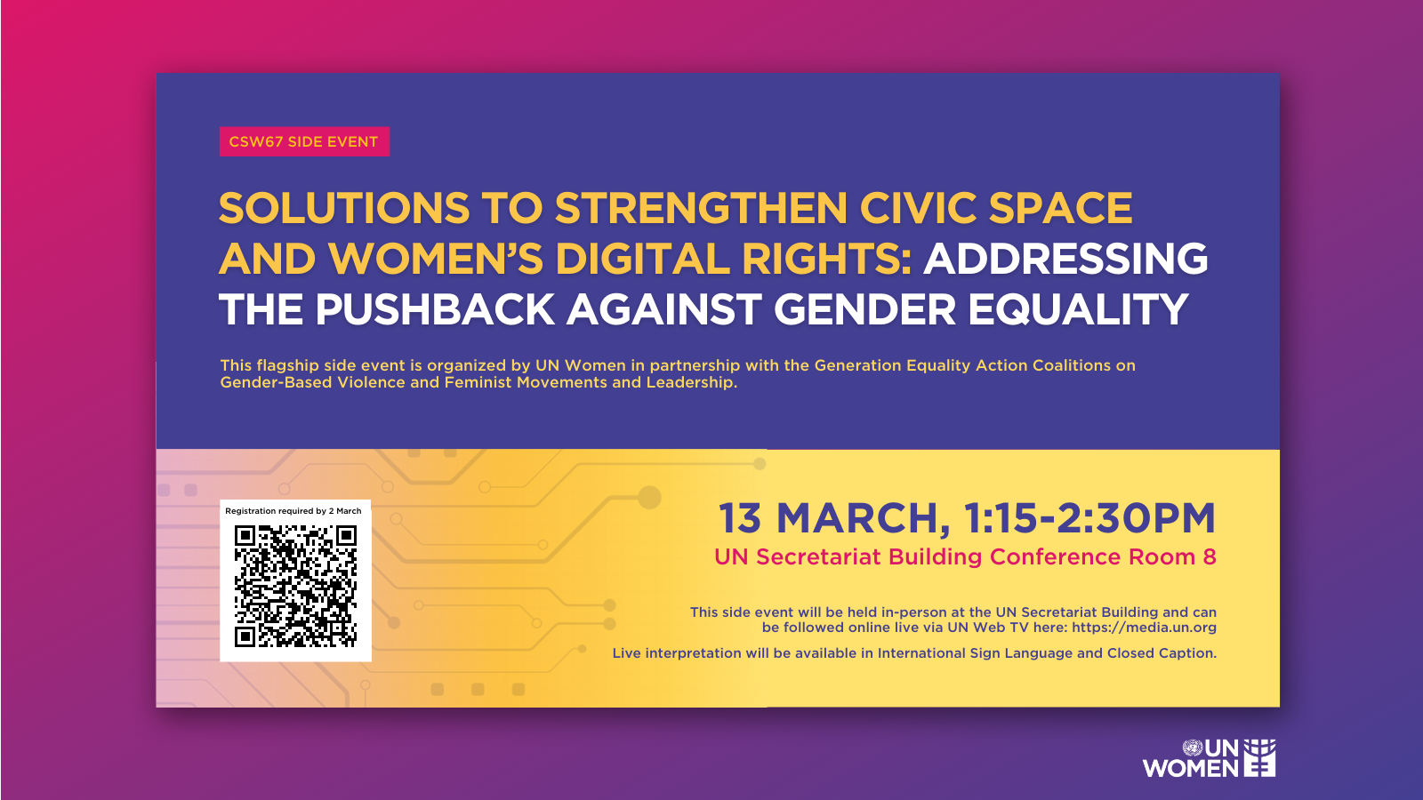 CSW67 Save the Date Civic Space
