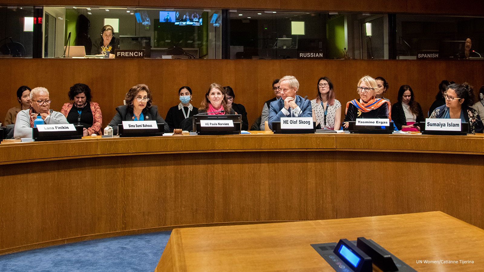 H.E Paula Narváez Ojeda, Ambassador and Permanent Representative of Chile to the United Nations, H.E Ambassador Olof Skoog, Head of the European Union Delegation to the United Nations In New York, Yasmine Ergas, Director of Gender and Public Policy, School of International and Public Affairs (SIPA), Columbia University Photo: UN Women/Catianne Tijerina