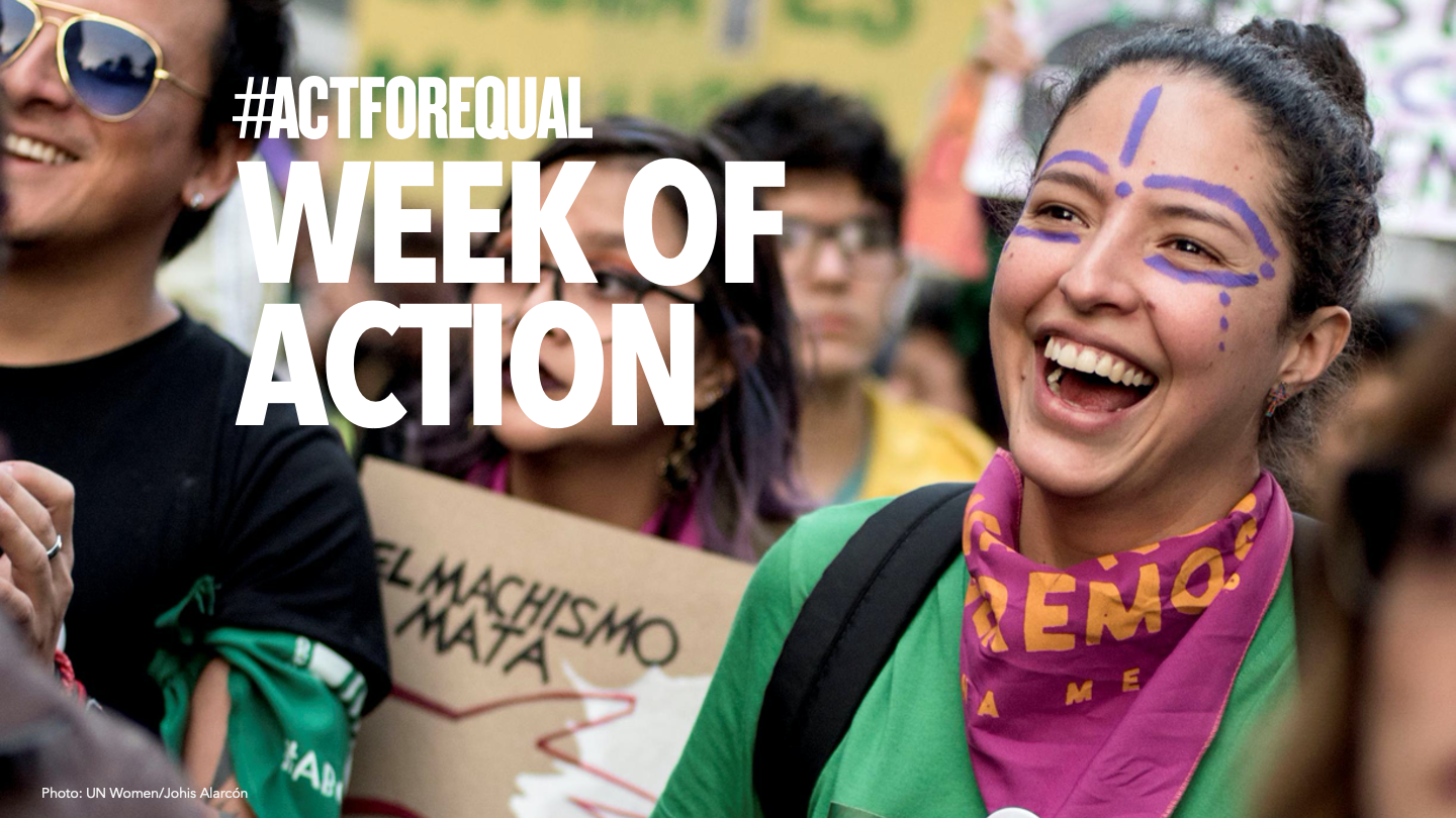 Week of Action Banner with youth activist