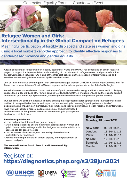 Refugee women event flyer