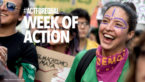 Week of Action Banner with youth activist 
